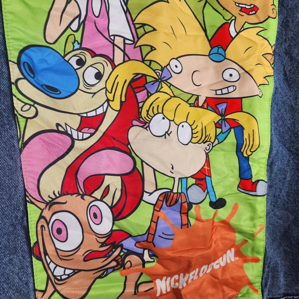 NICKELODEON Womens Small Denim Jean Jacket Cartoon Characters Vintage Button Up - Picture 3 of 8